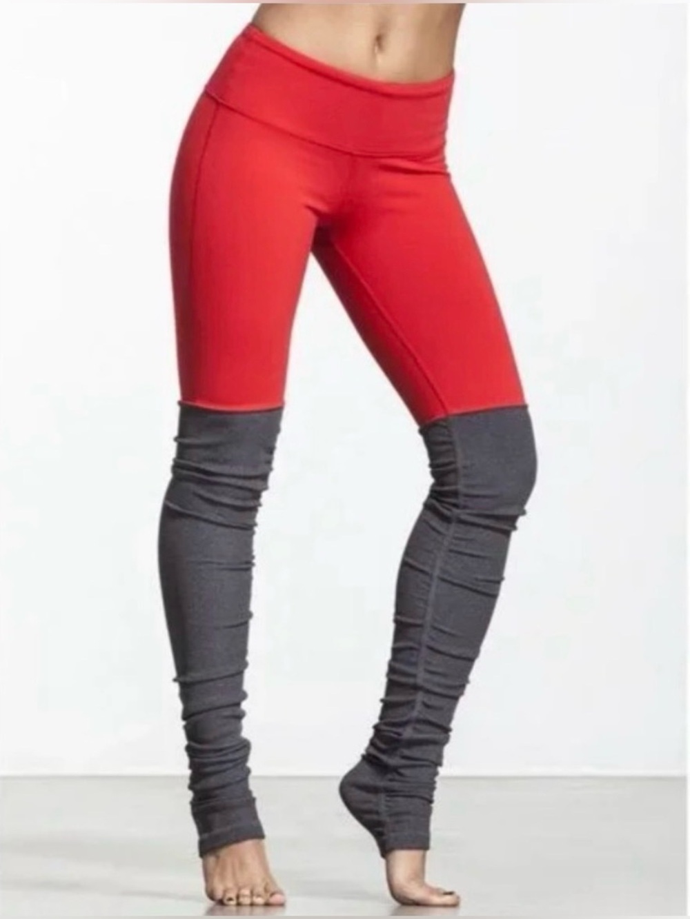 Alo Yoga Goddess Ribbed Red Grey Two Tone Leggings Women’s small